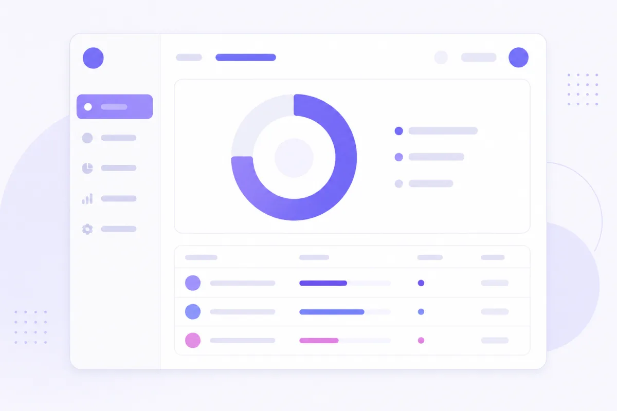 Mockup of a FocusLens daily focus report with a goal header, focus rate, and time allocation table